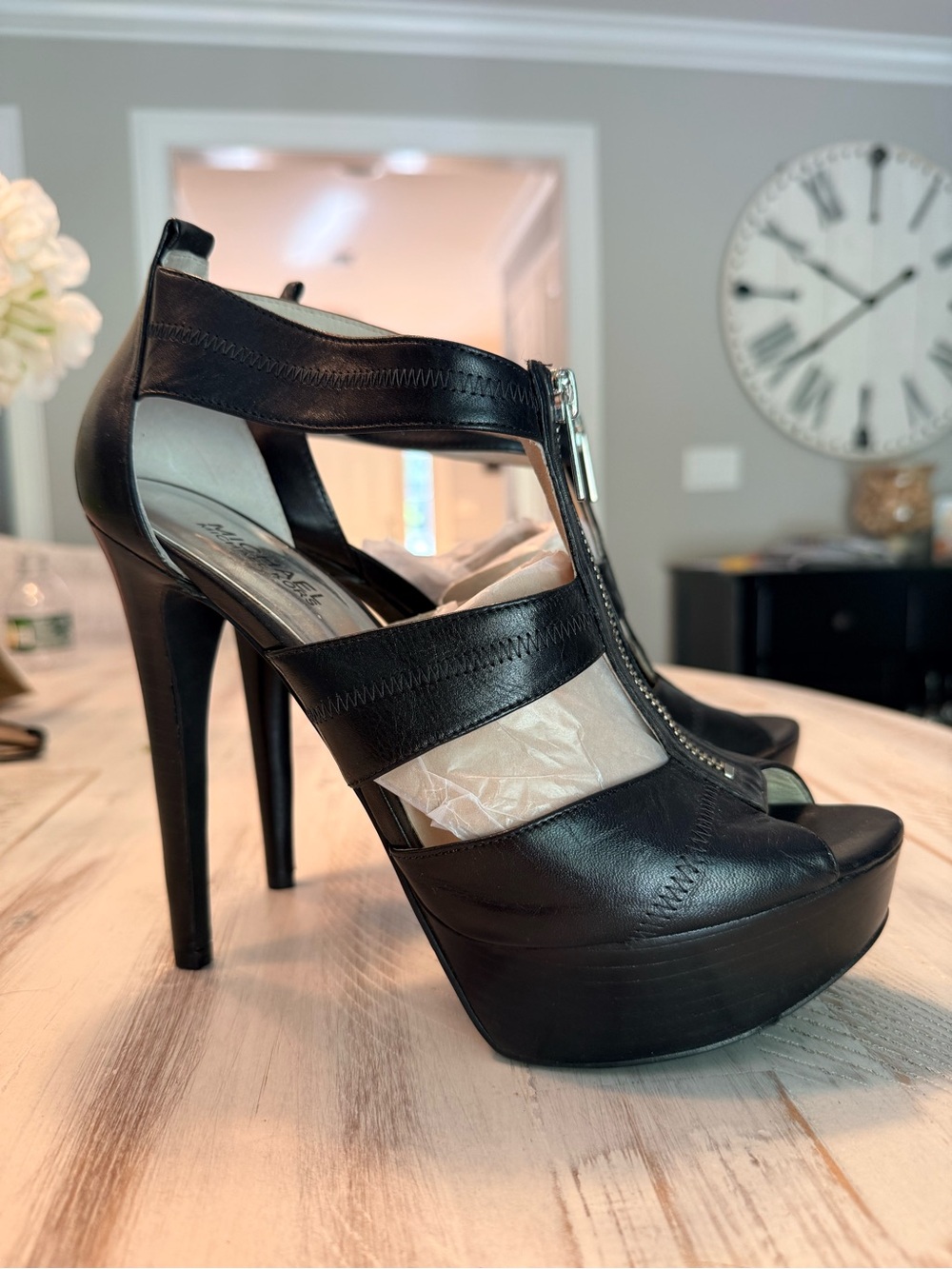 MICHAEL Michael Kors Berkeley Black Leather Platform Zip Sandals